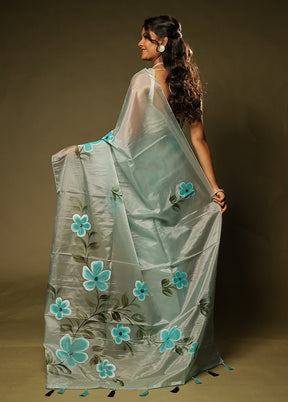 Green Organza Saree With Blouse Piece