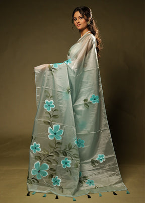 Green Organza Saree With Blouse Piece
