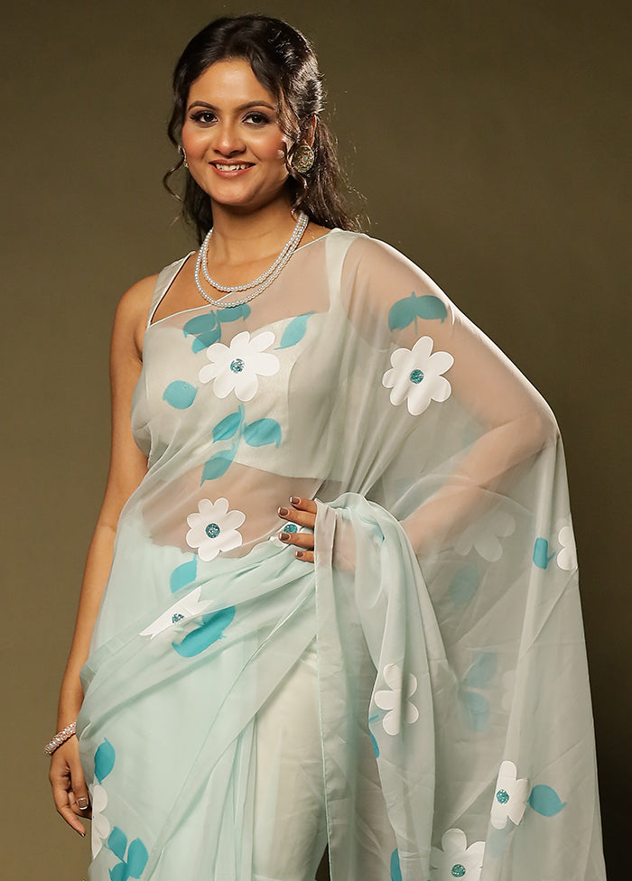 Silver Sandhya Duo – Green & Yellow Organza Sarees