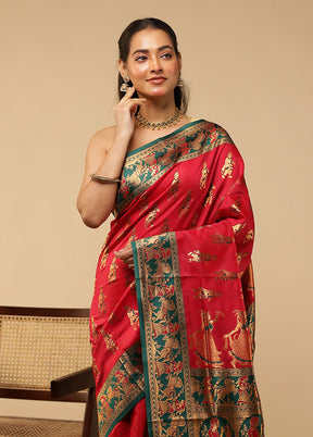 Pink Baluchari Silk Saree With Blouse Piece