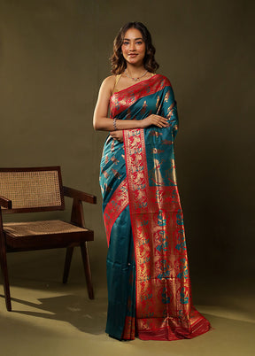 Green Baluchari Silk Saree With Blouse Piece