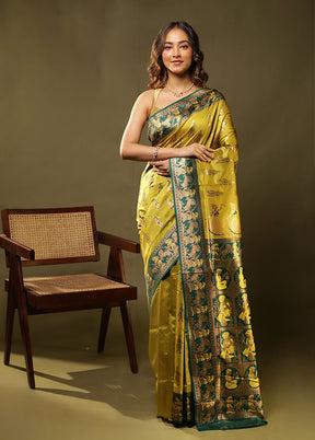 Green Baluchari Silk Saree With Blouse Piece