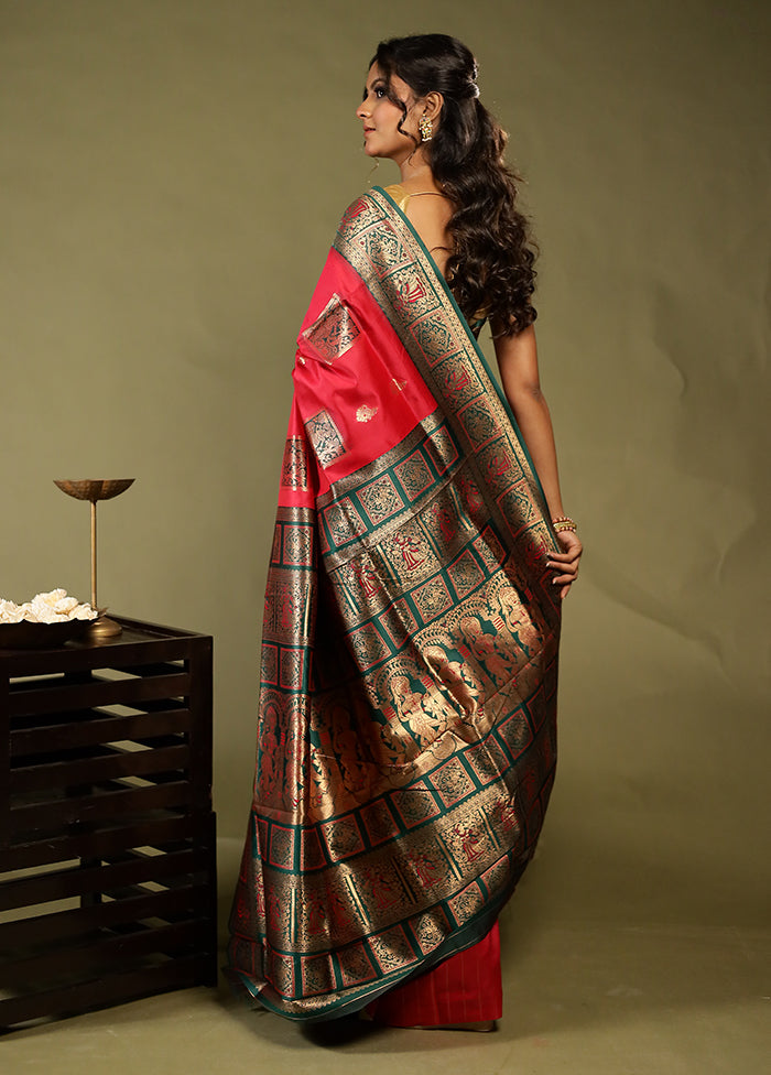 Pink Baluchari Silk Saree With Blouse Piece