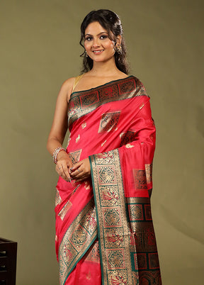 Pink Baluchari Silk Saree With Blouse Piece
