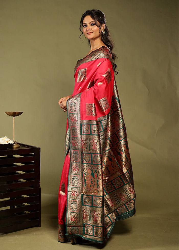 Pink Baluchari Silk Saree With Blouse Piece