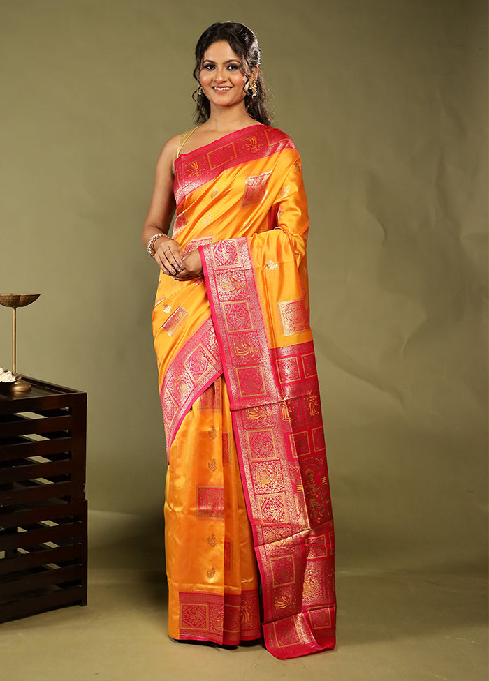 Mangalik Duo – Yellow Baluchari & Pink Organza Sarees