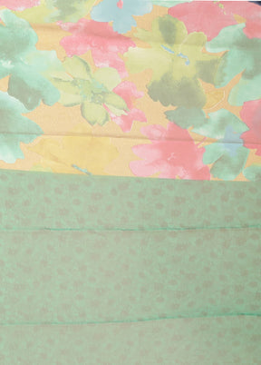 Green Chiffon Silk Saree With Blouse Piece