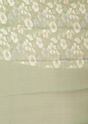 Green Chiffon Silk Saree With Blouse Piece