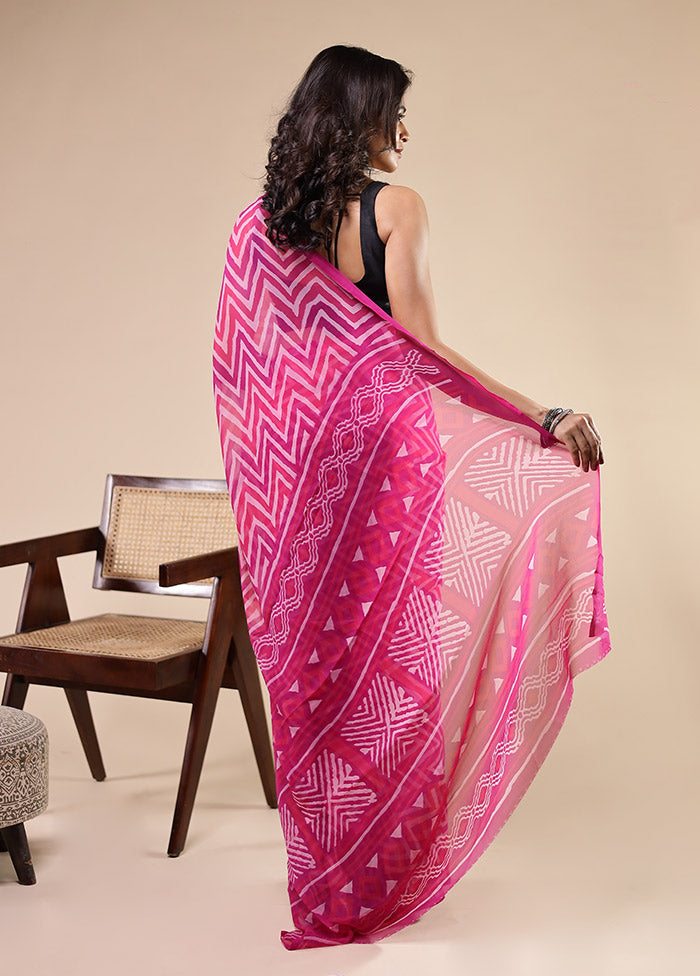 Purple Chiffon Silk Saree With Blouse Piece