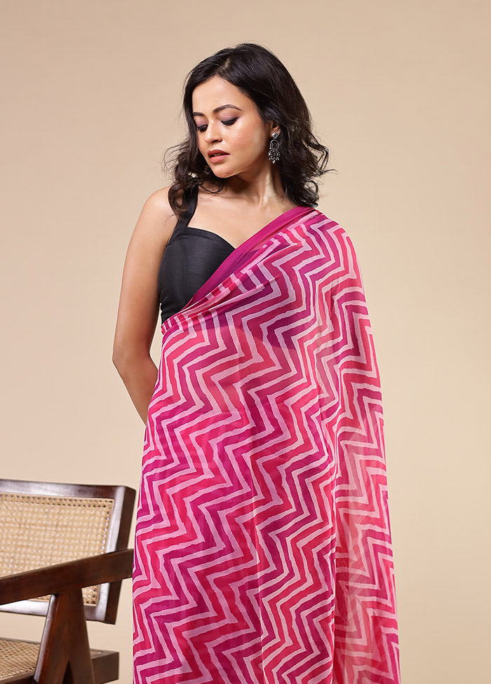 Purple Chiffon Silk Saree With Blouse Piece
