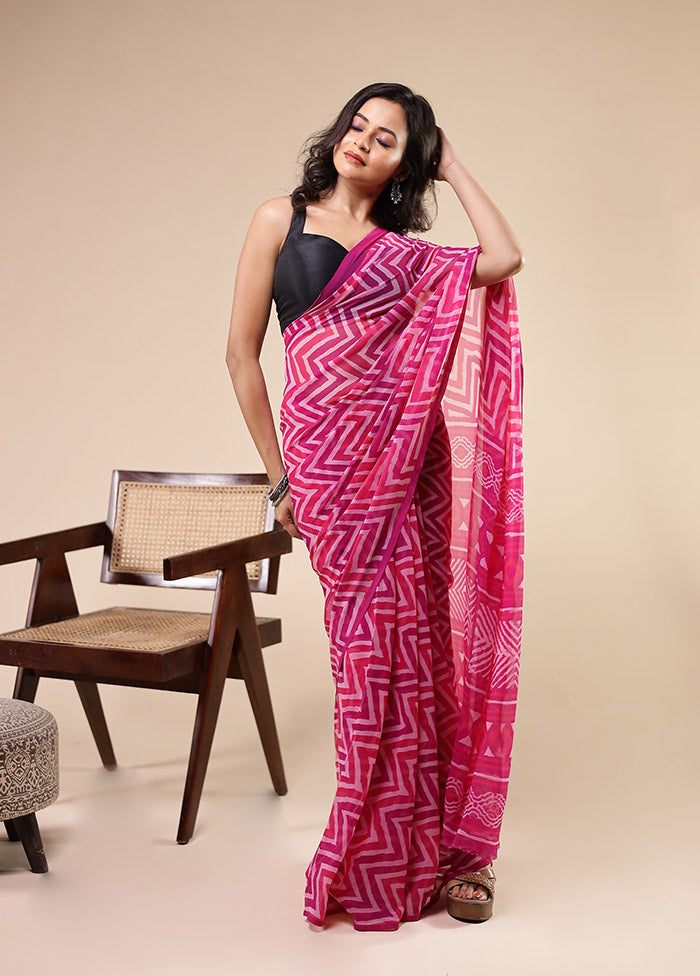 Purple Chiffon Silk Saree With Blouse Piece