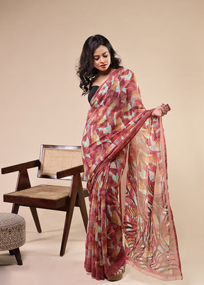 Multicolor Chiffon Silk Saree With Blouse Piece