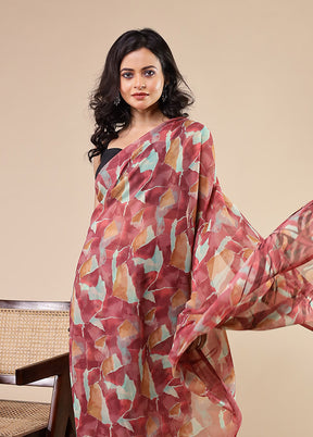 Multicolor Chiffon Silk Saree With Blouse Piece
