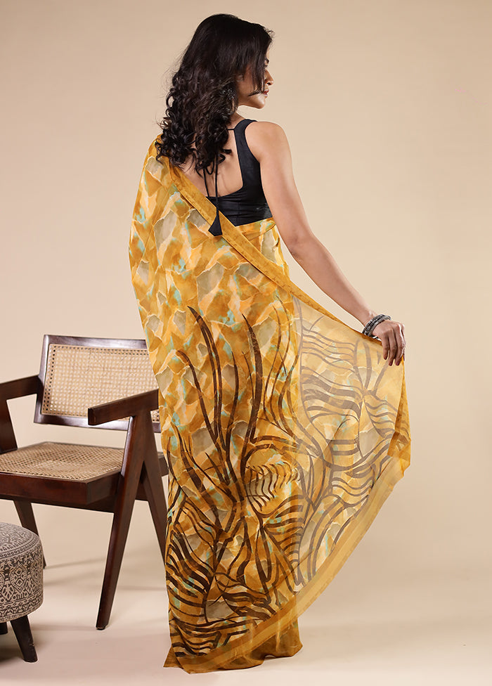 Multicolor Chiffon Silk Saree With Blouse Piece