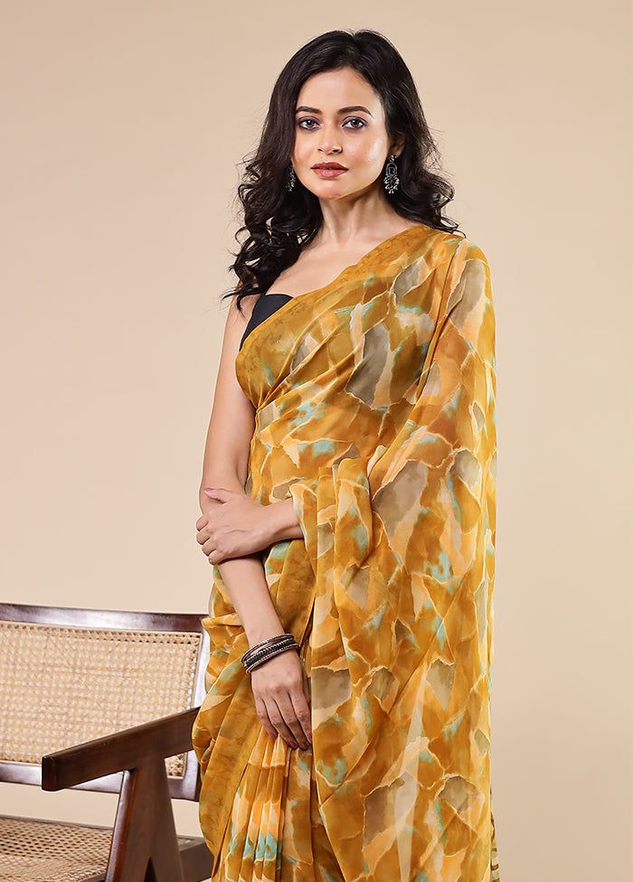 Multicolor Chiffon Silk Saree With Blouse Piece