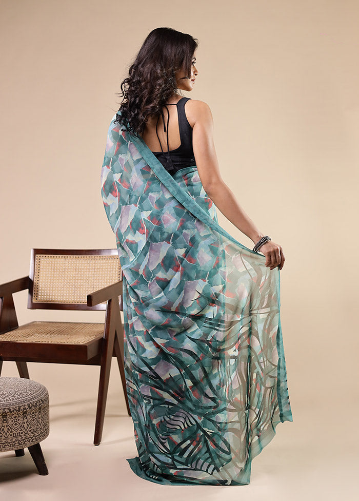 Multicolor Chiffon Silk Saree With Blouse Piece