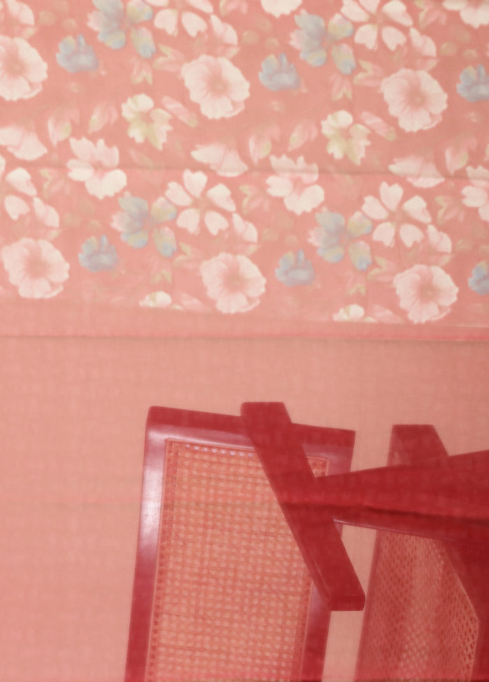 Pink Chiffon Silk Saree With Blouse Piece
