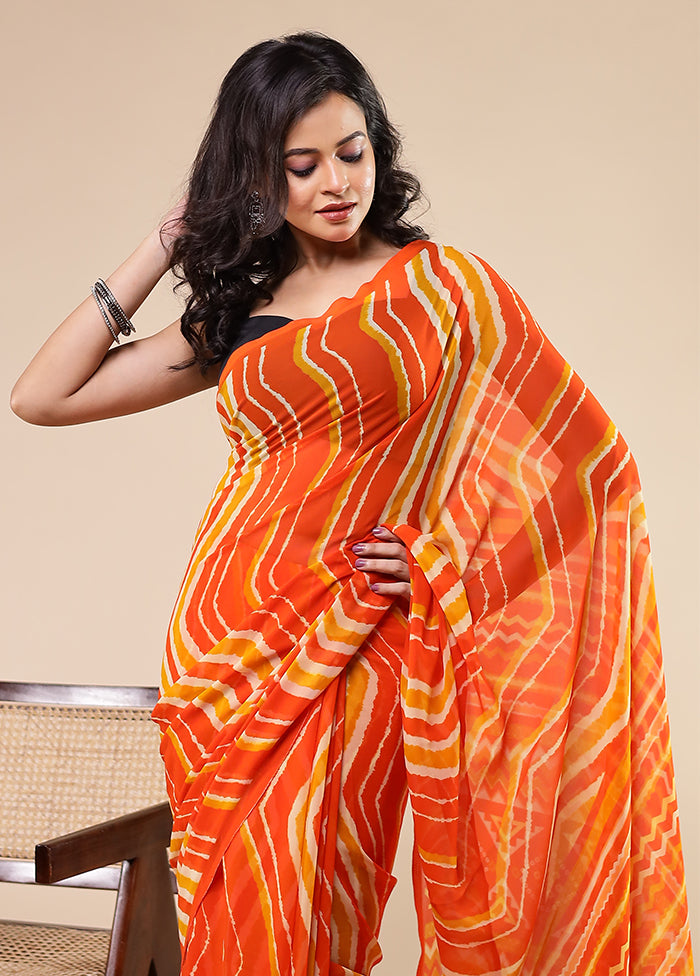 Multicolor Chiffon Silk Saree With Blouse Piece