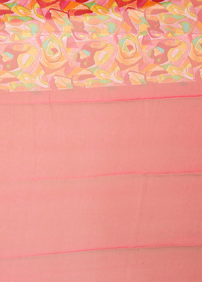 Multicolor Chiffon Silk Saree With Blouse Piece