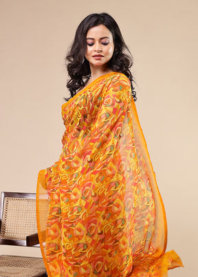 Multicolor Chiffon Silk Saree With Blouse Piece