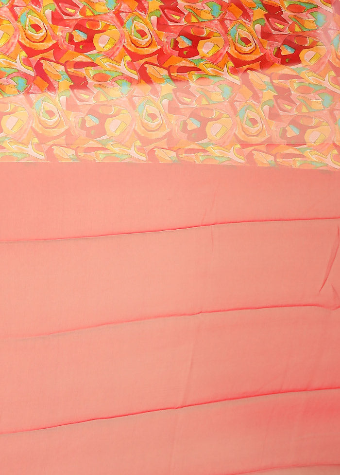 Multicolor Chiffon Silk Saree With Blouse Piece