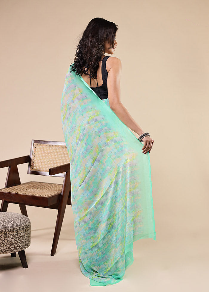 Multicolor Chiffon Silk Saree With Blouse Piece