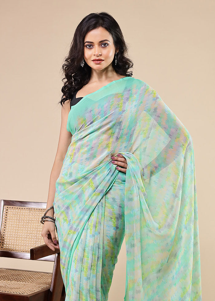 Multicolor Chiffon Silk Saree With Blouse Piece