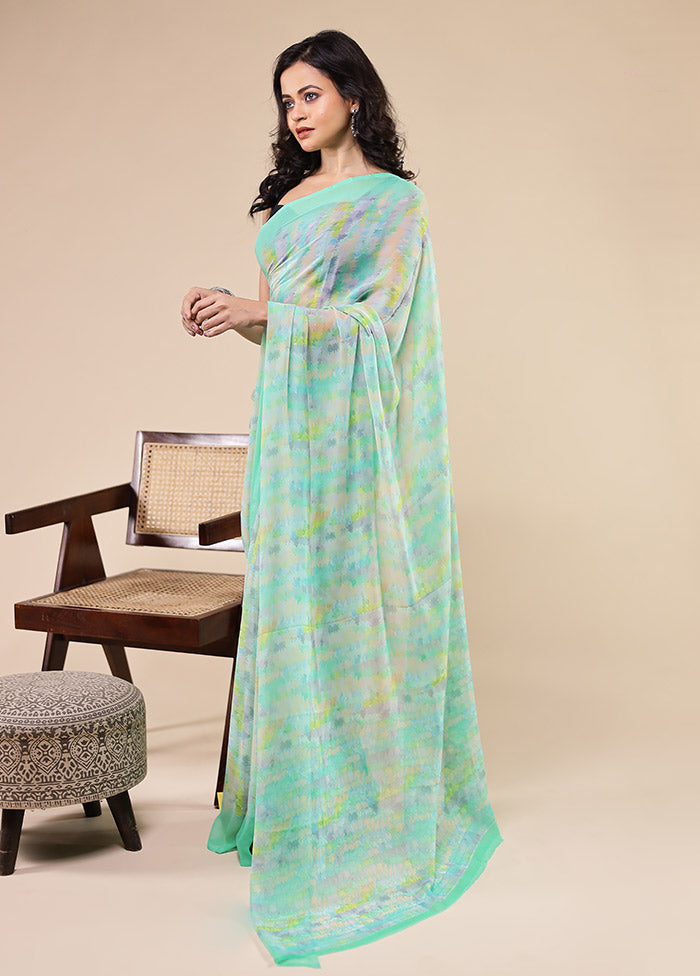 Multicolor Chiffon Silk Saree With Blouse Piece