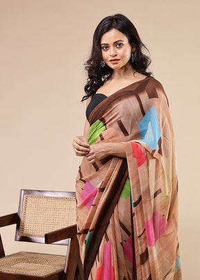 Multicolor Chiffon Silk Saree With Blouse Piece