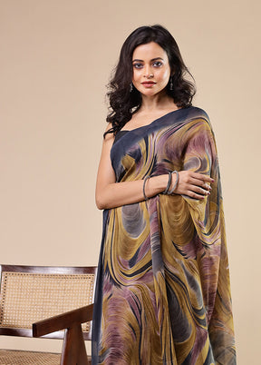 Multicolor Chiffon Silk Saree With Blouse Piece