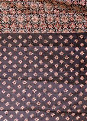 Blue Printed Silk Saree Without Blouse Piece