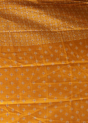 Brown Printed Silk Saree With Blouse Piece