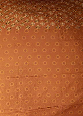 Brown Printed Silk Saree With Blouse Piece