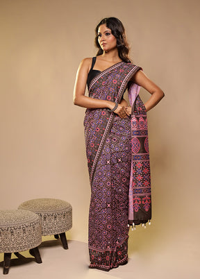 Multicolor Printed Silk Saree With Blouse Piece