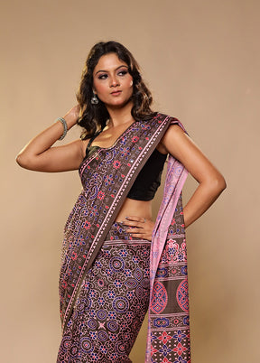 Multicolor Printed Silk Saree With Blouse Piece