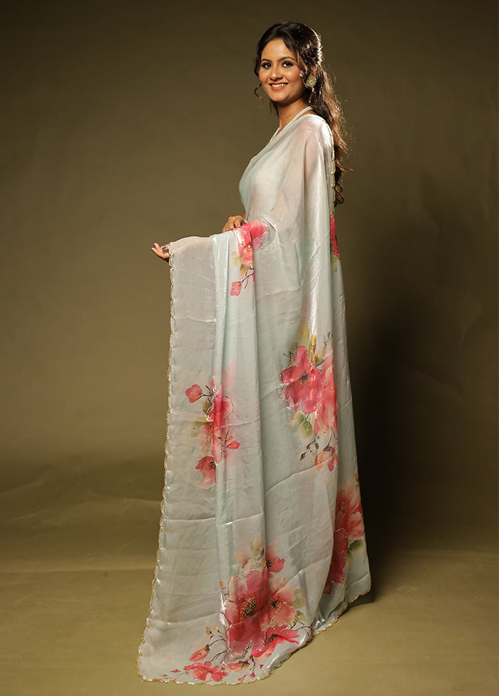 Multicolor Organza Saree With Blouse Piece