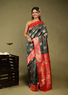 Black Baluchari Silk Saree With Blouse Piece