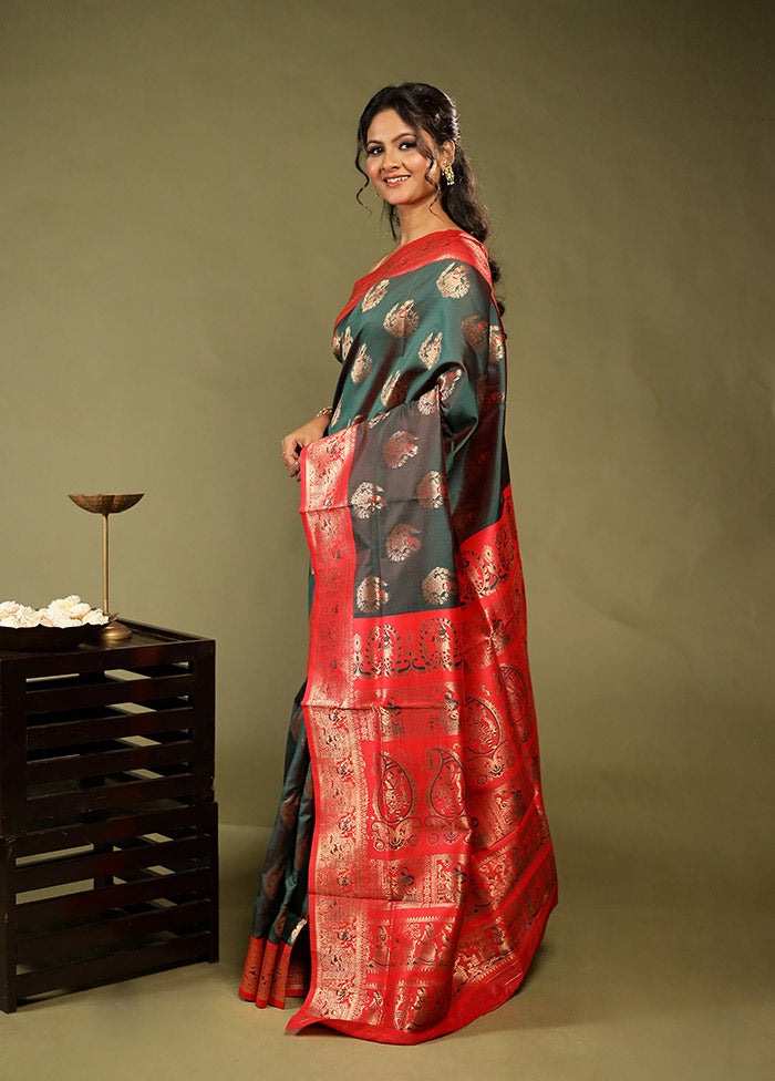 Black Baluchari Silk Saree With Blouse Piece