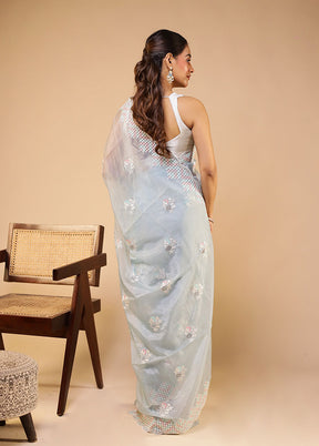 Blue Georgette Saree With Blouse Piece