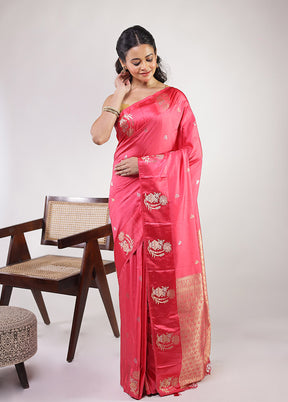 Pink Dupion Silk Saree With Blouse Piece