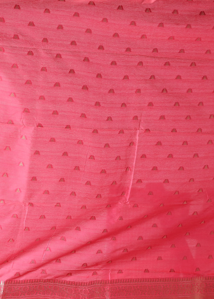 Pink Dupion Silk Saree With Blouse Piece