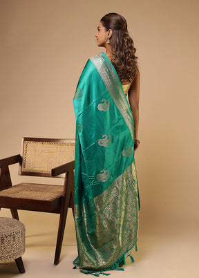 Green Dupion Silk Saree With Blouse Piece