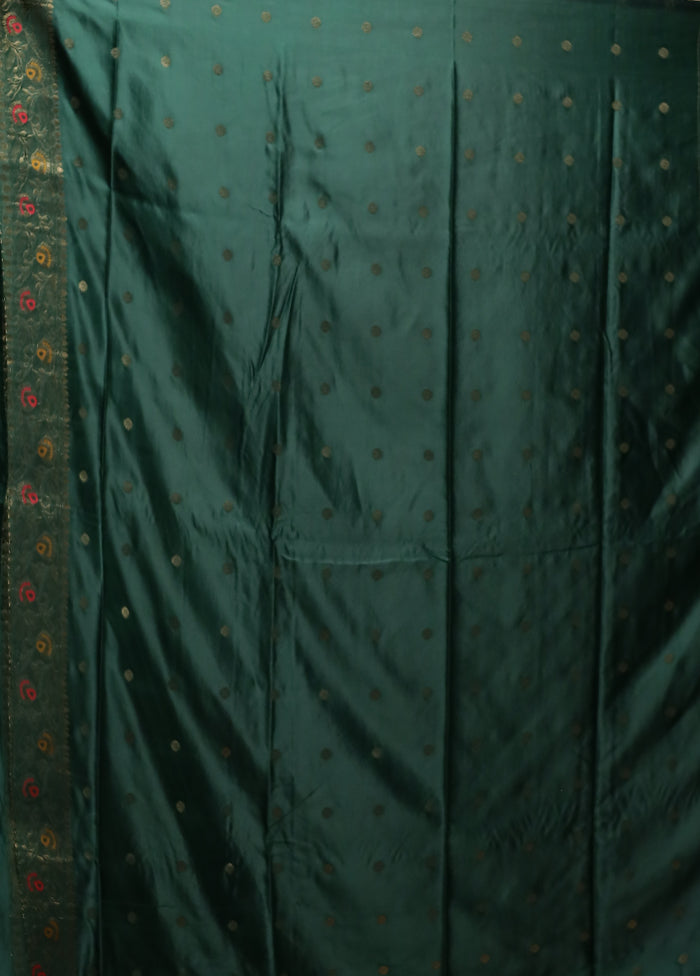 Green Dupion Silk Saree With Blouse Piece