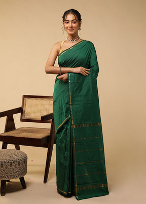 Green Kanjivaram Silk Saree With Blouse Piece