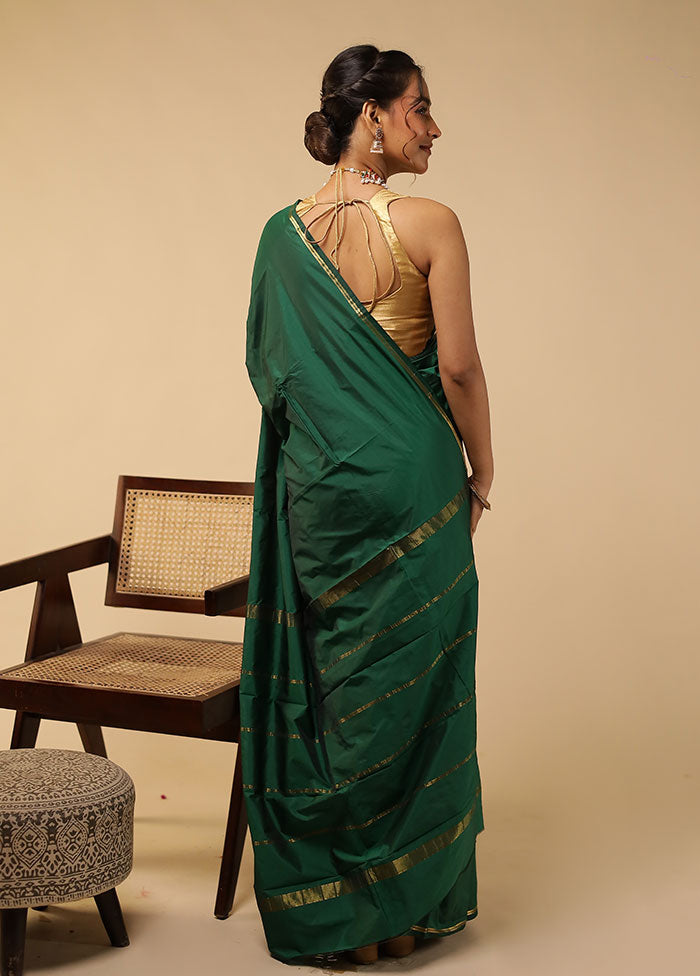 Green Kanjivaram Silk Saree With Blouse Piece