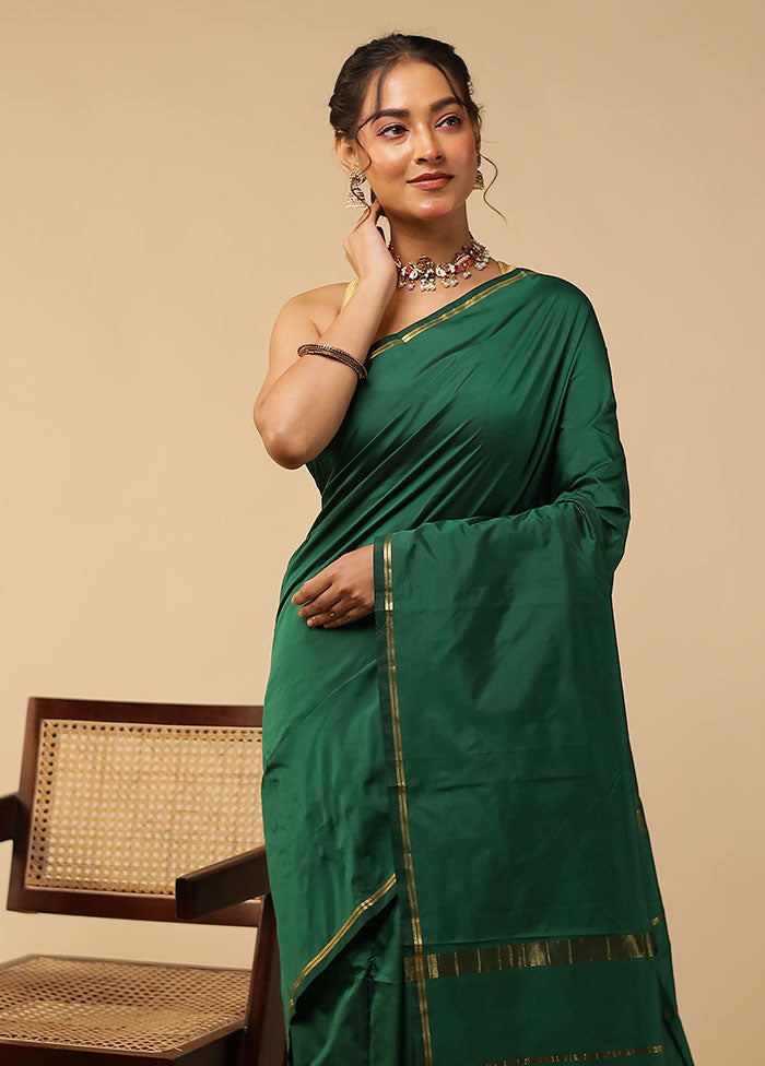 Green Kanjivaram Silk Saree With Blouse Piece