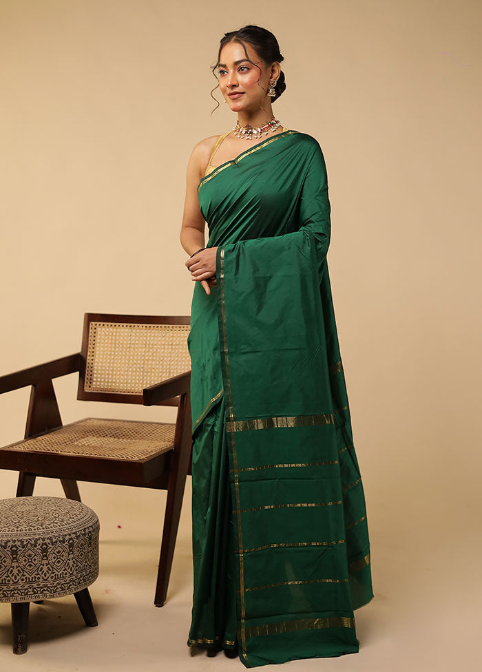 Green Kanjivaram Silk Saree With Blouse Piece