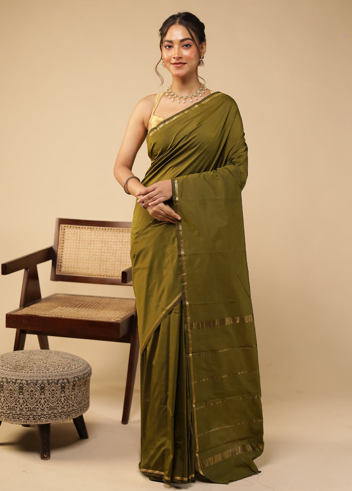 Green Kanjivaram Silk Saree With Blouse Piece