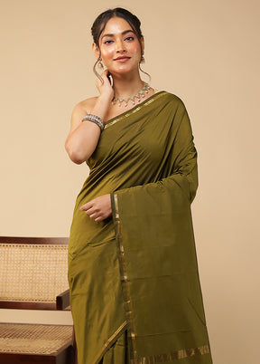 Green Kanjivaram Silk Saree With Blouse Piece