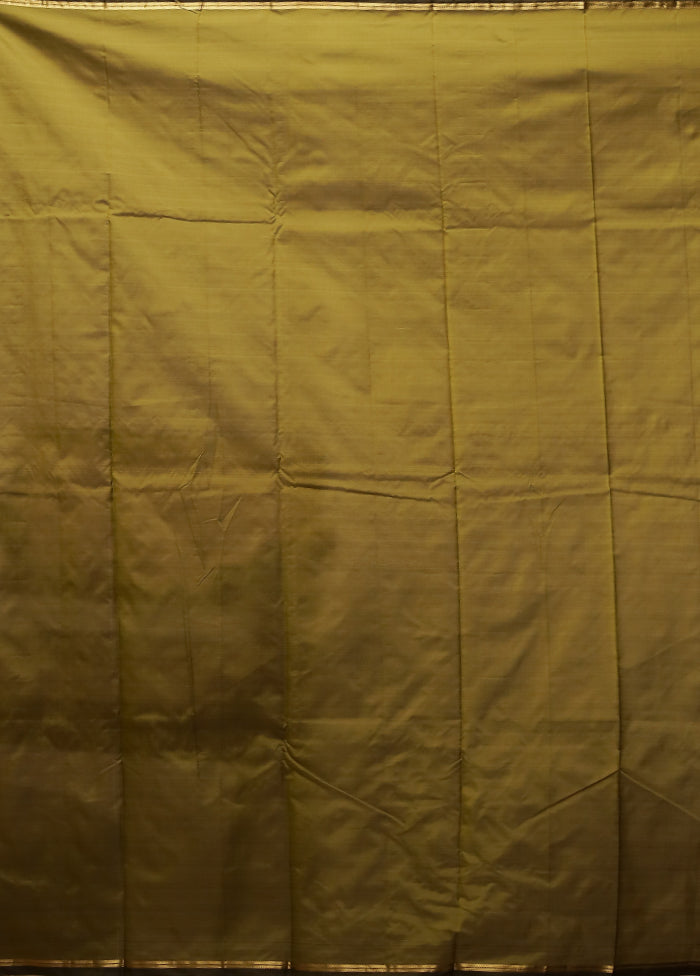 Green Kanjivaram Silk Saree With Blouse Piece